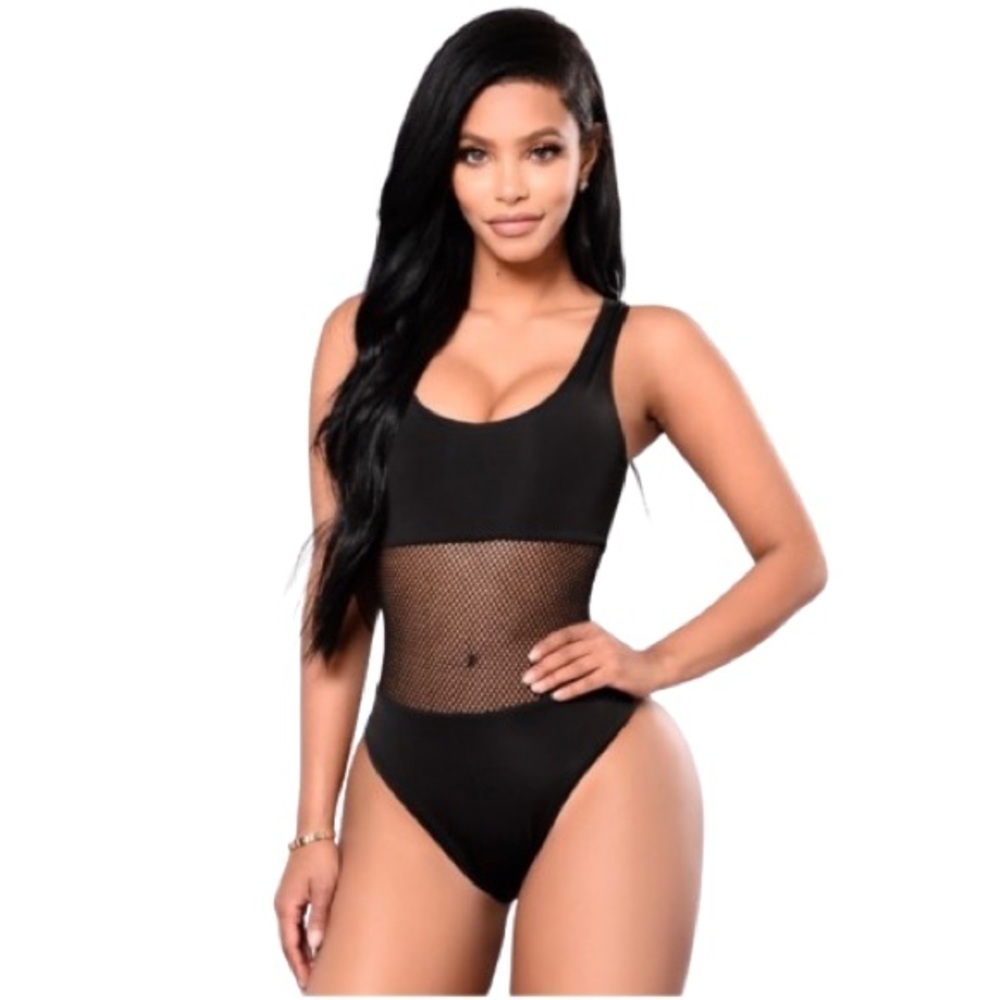 ❤️ FASHION NOVA Waisted swimsuit black medium